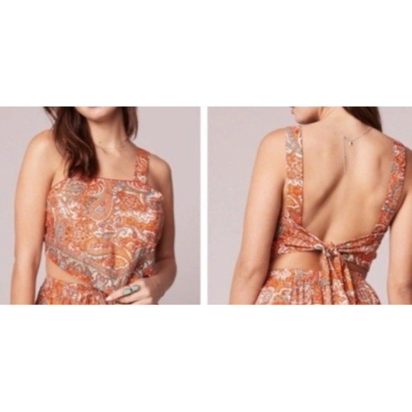 Band of Gypsies Tops - NWT Band of The Free Women's S Adella Orange Paisley Handkerchief Crop Top